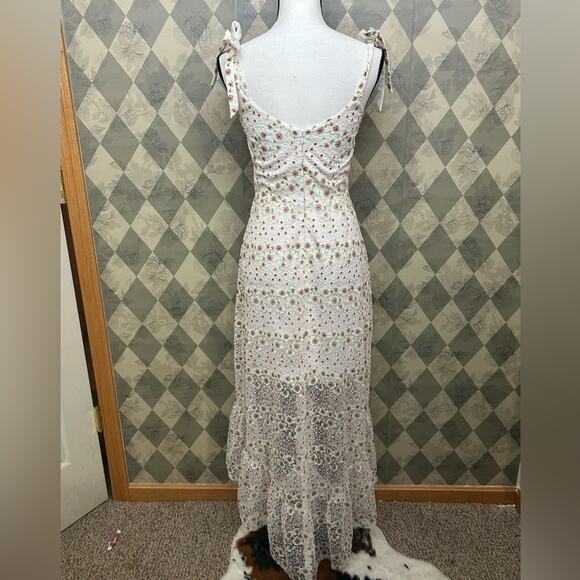 DRESS THE POPULATION Wren Tie Shoulder Midi Dress Floral Lace - Picture 6 of 9